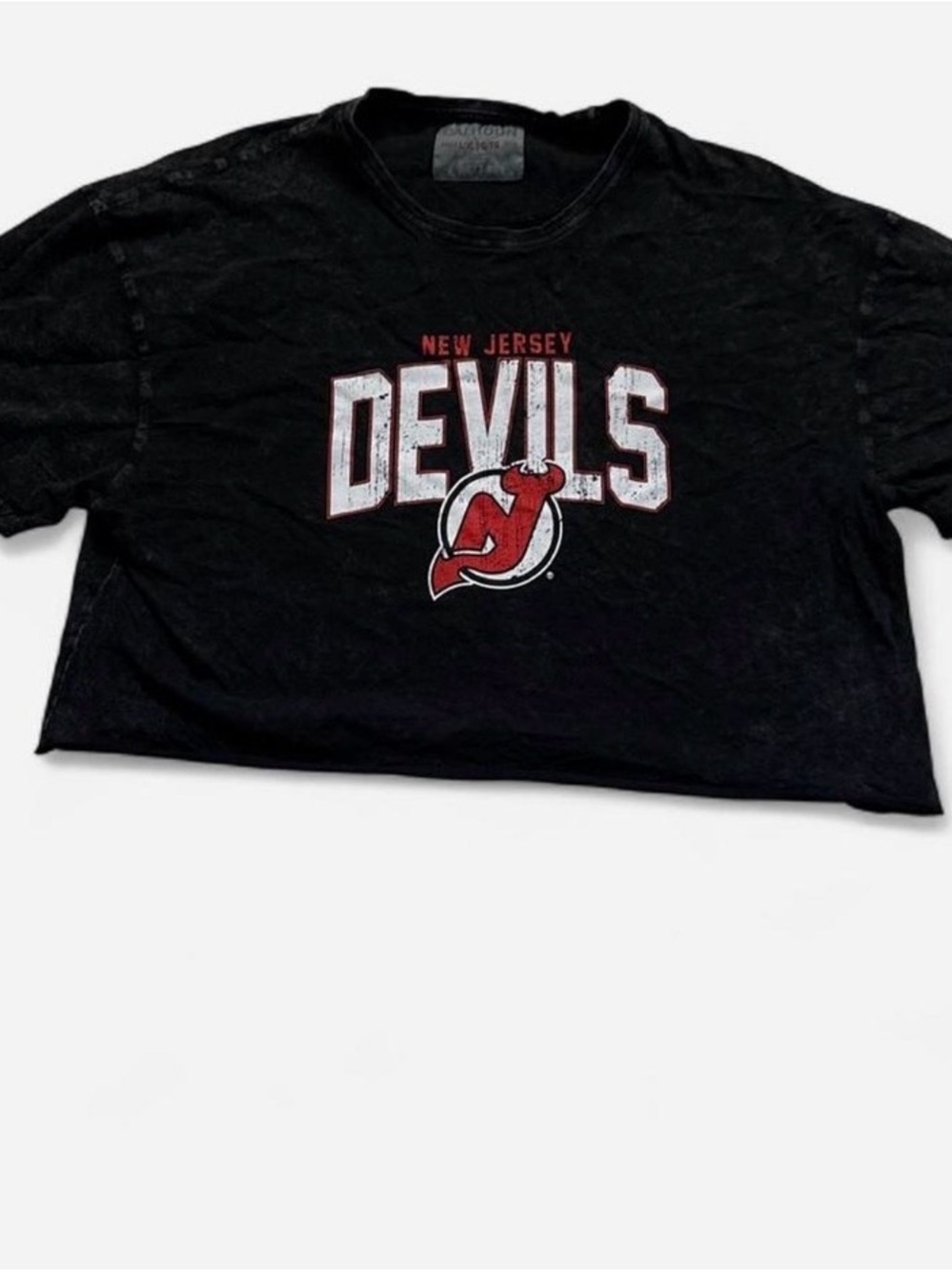 Women Charcoal Black New Jersey Devils Cropped Tee
